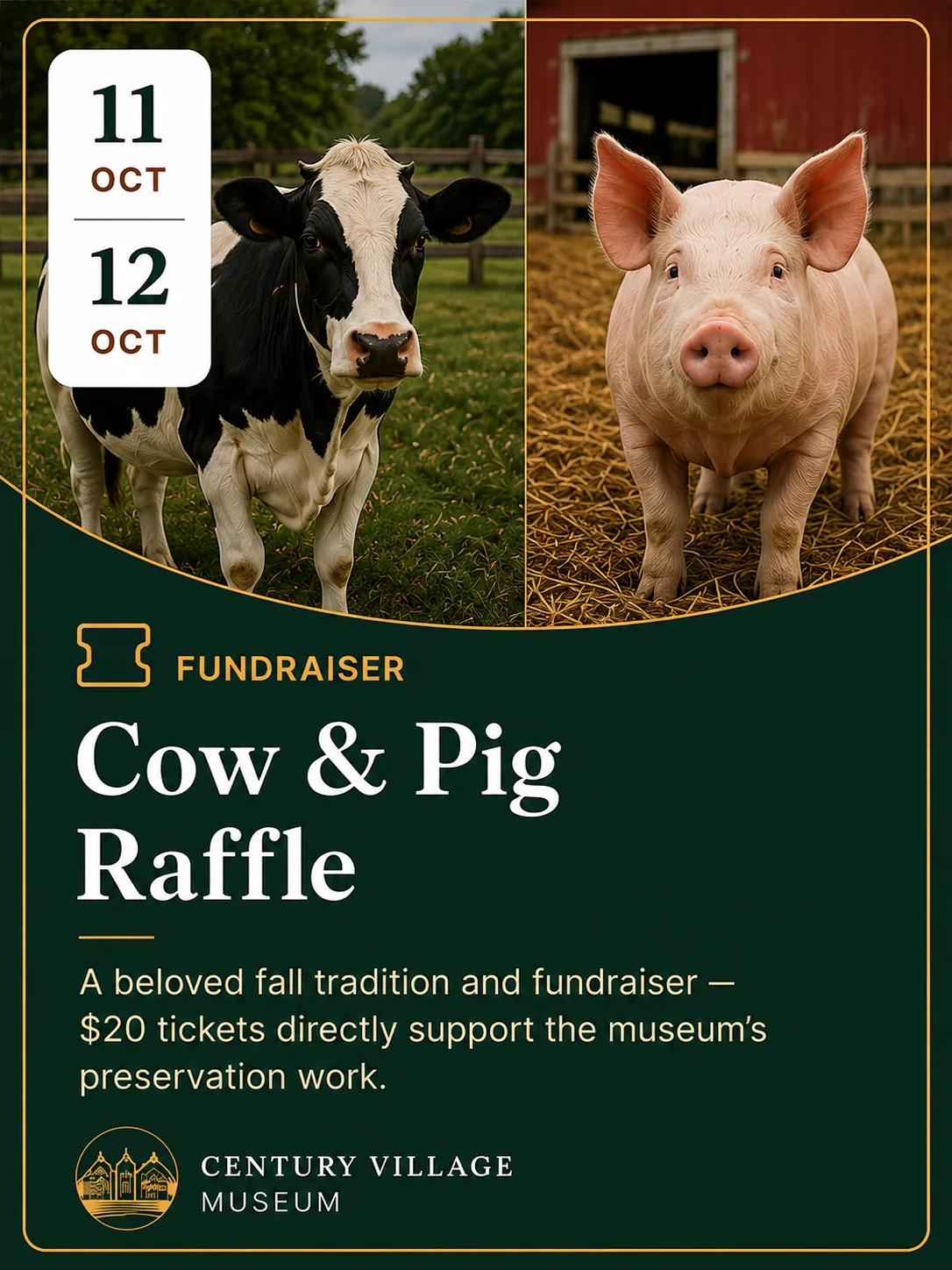 Cow & Pig Raffle poster, October 11–12
